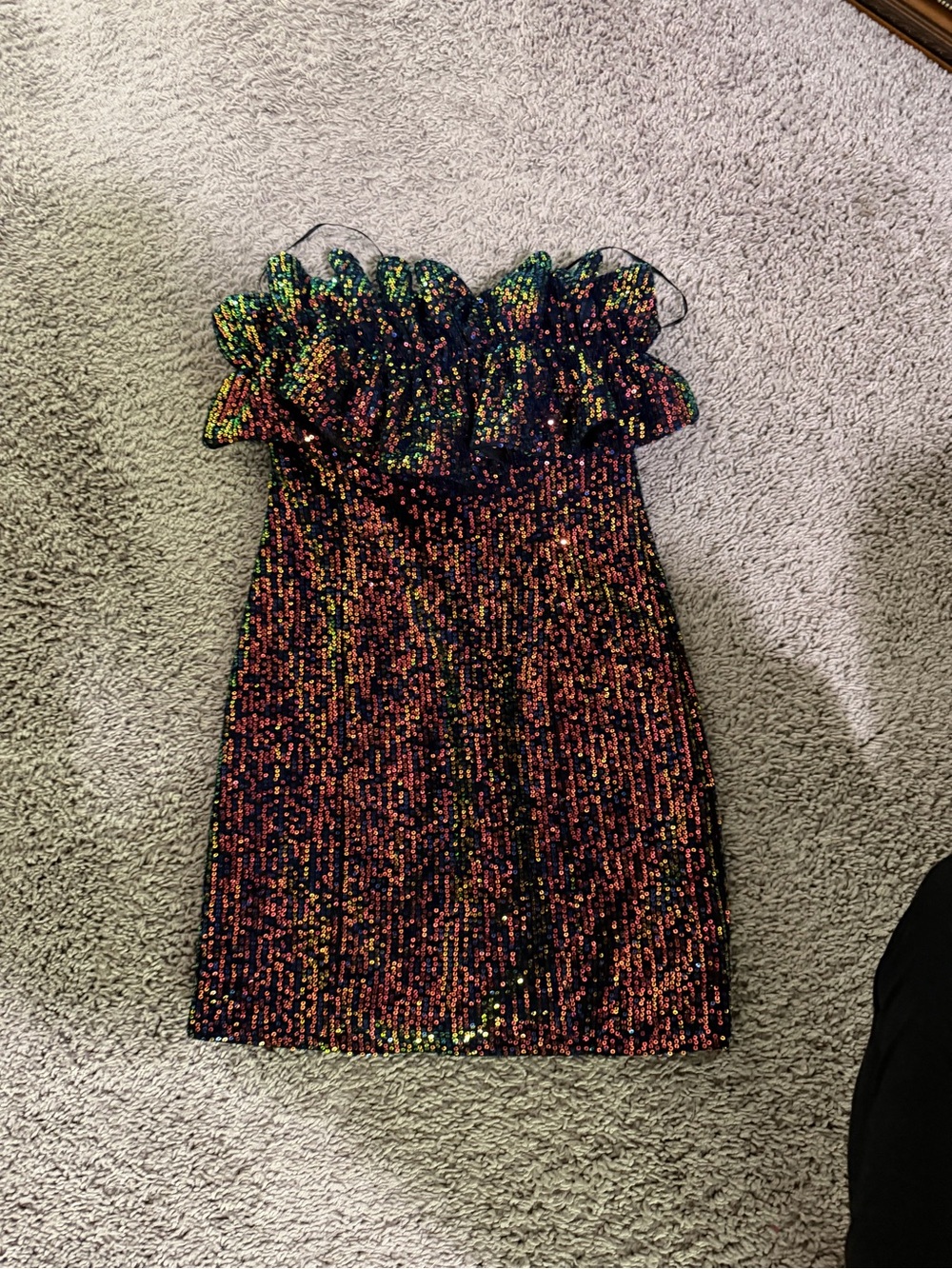 Girls' Rainbow Sequin Ruffle Tube Dress